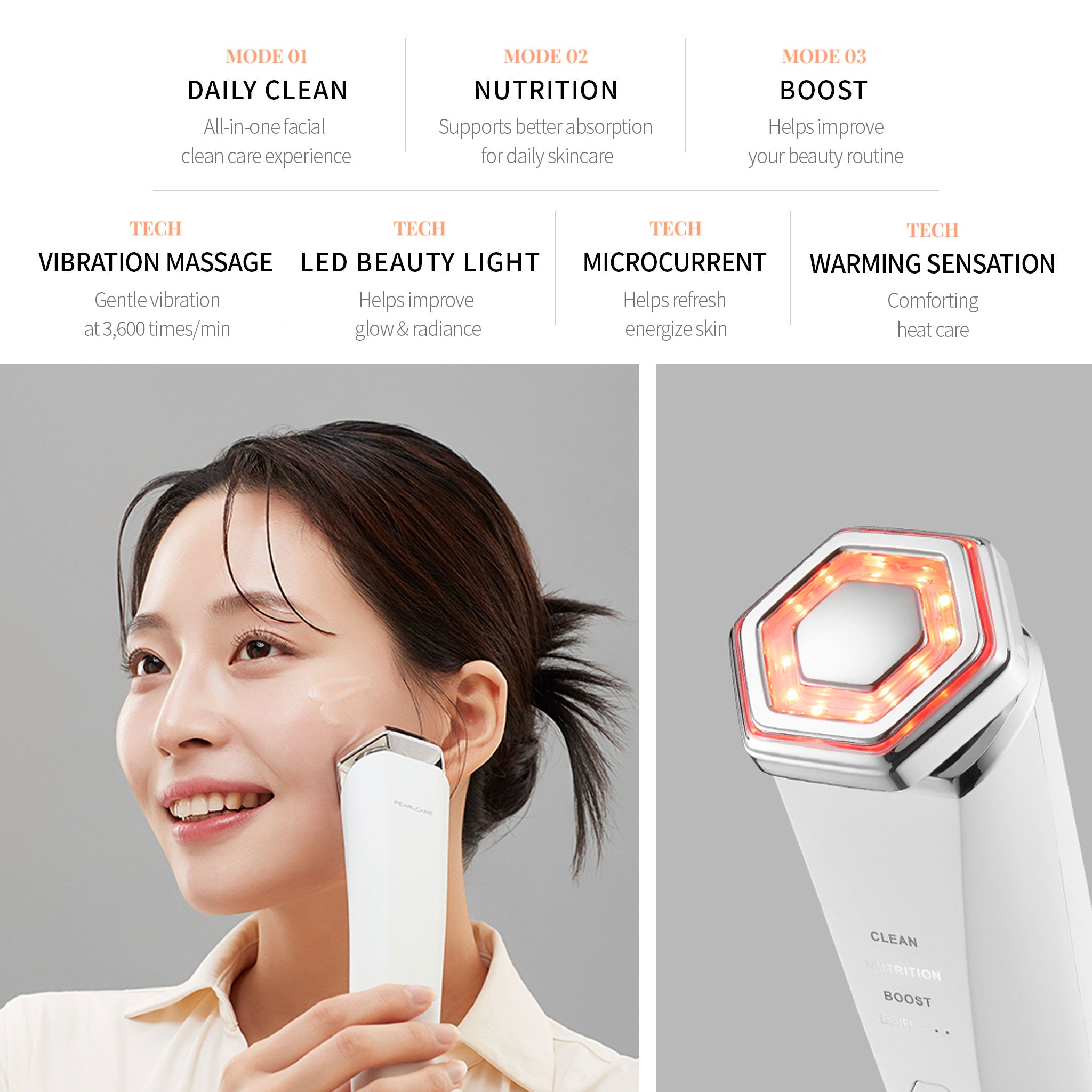 PEARLCARE White-Jean Beauty Device - Anti-Aging Facial Massager for At-Home Daily Skincare Tool