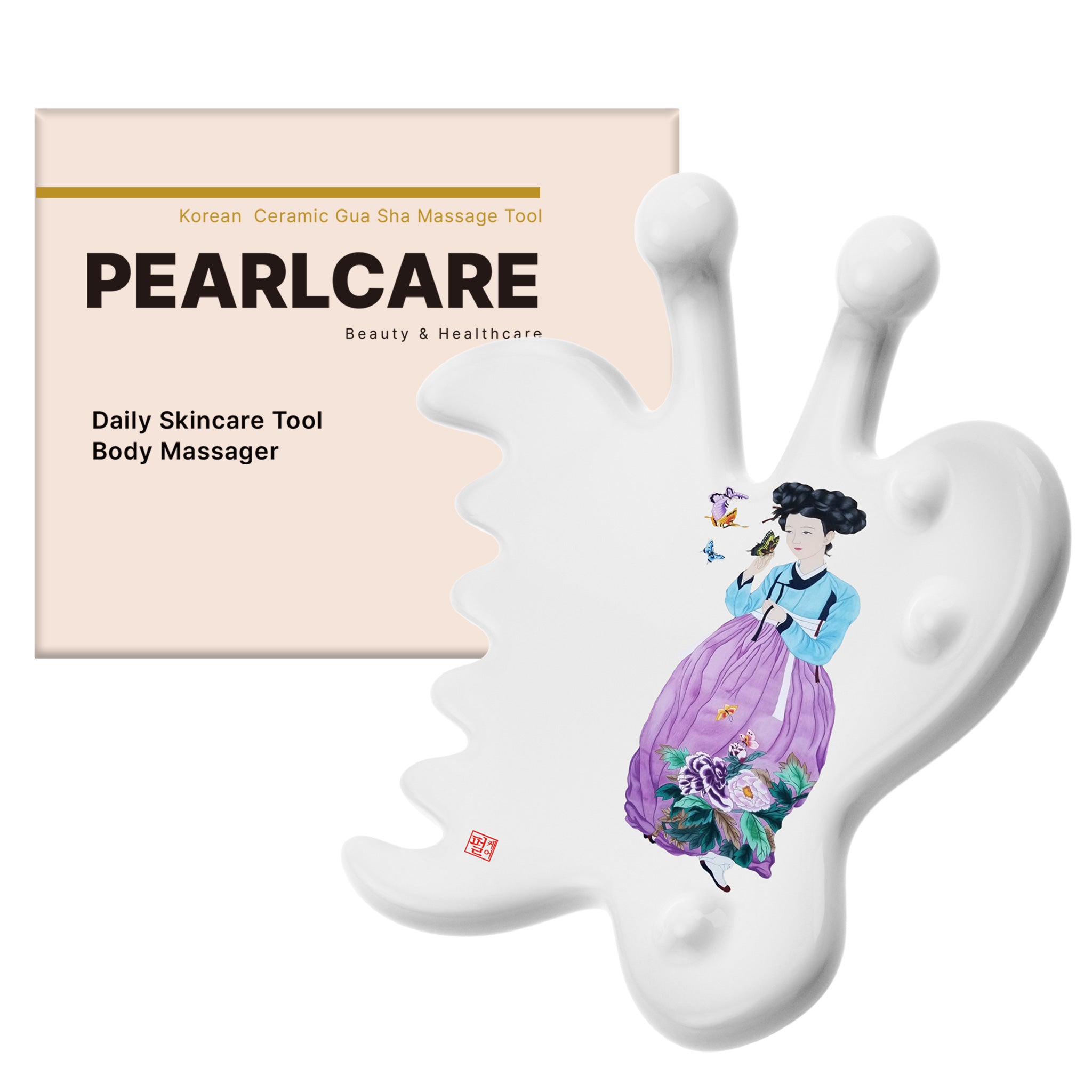 PEARLCARE Korean Ceramic Gua Sha Massage Tool – Facial & Body Self Care Massager _ Hanbok