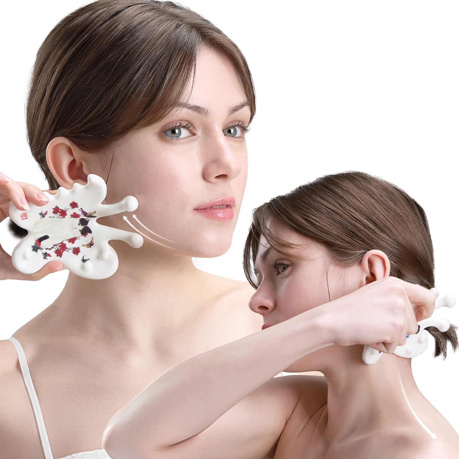 PEARLCARE Korean Ceramic Gua Sha Massage Tool – Facial & Body Self Care Massager _ Cat