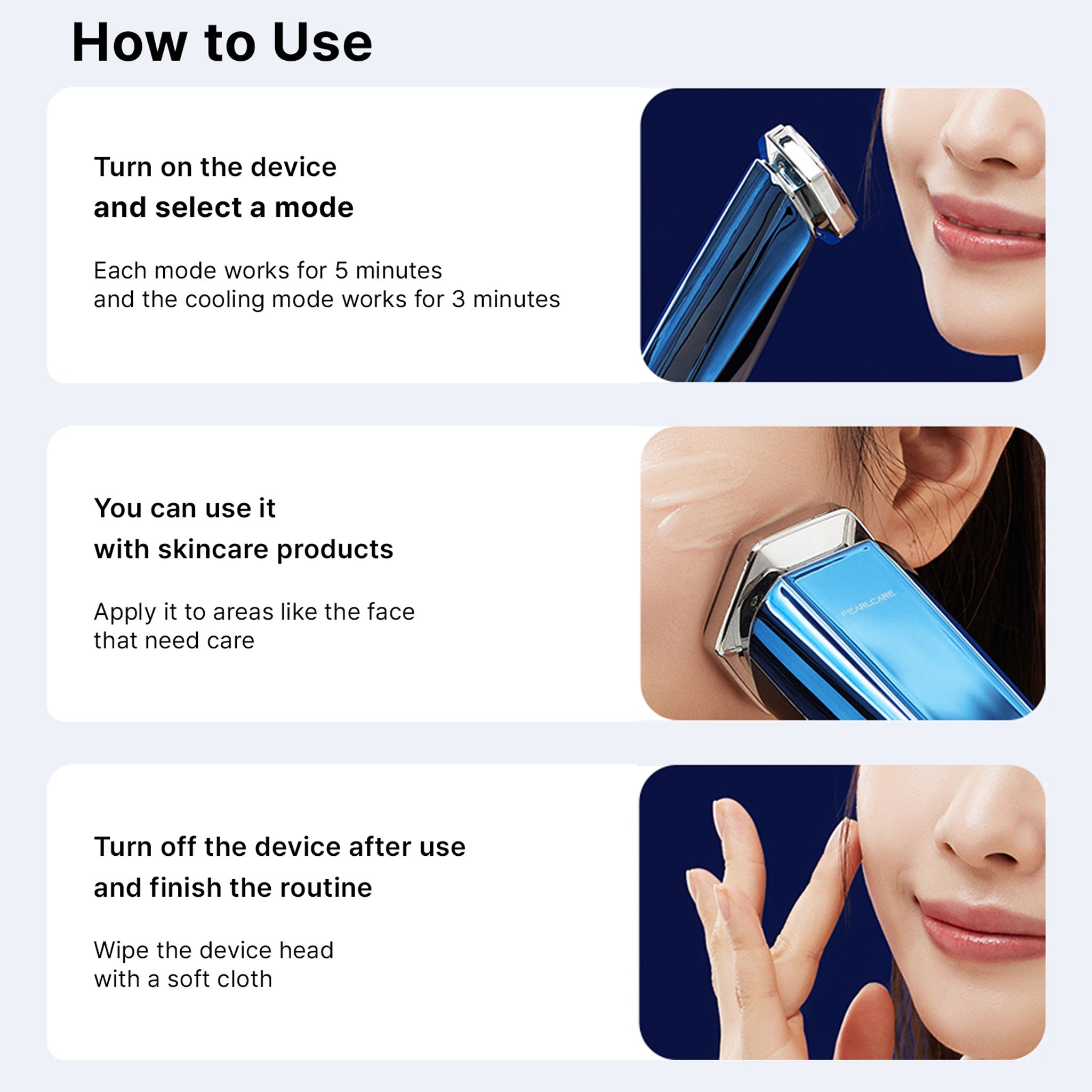 PEARLCARE DEEP-BLUE Beauty Device - Advanced Anti-Aging Facial Massager for At Home Daily Skincare Tool