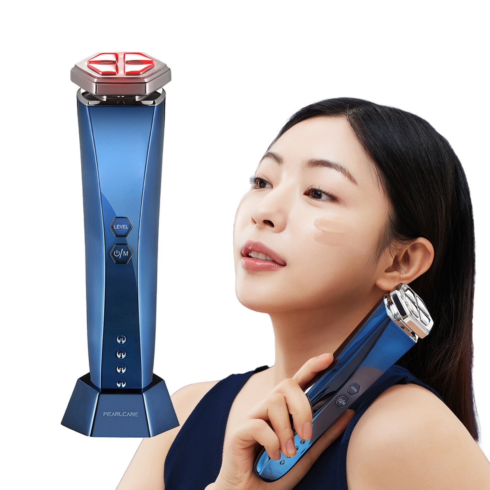 PEARLCARE DEEP-BLUE Beauty Device - Advanced Anti-Aging Facial Massager for At Home Daily Skincare Tool